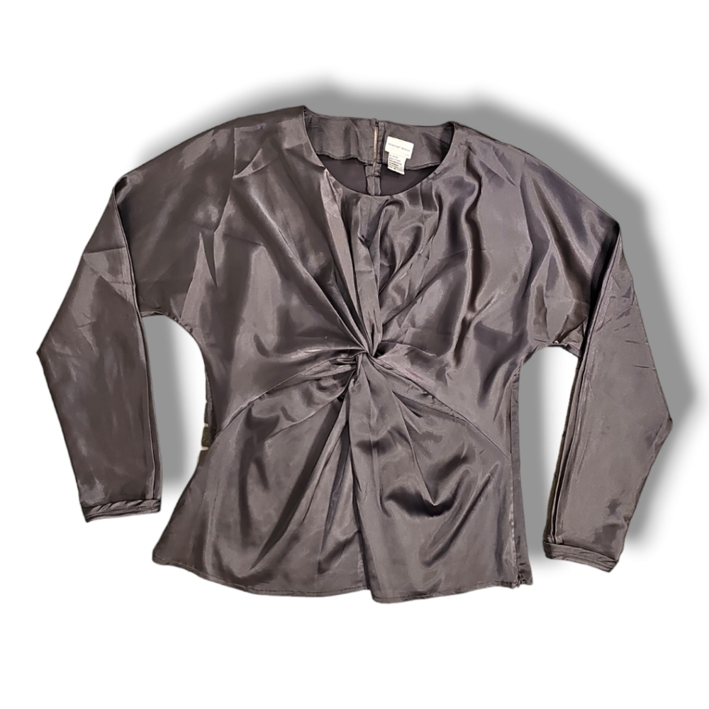 Newport News Gray Shimmer Long-Sleeve Top - Size 18